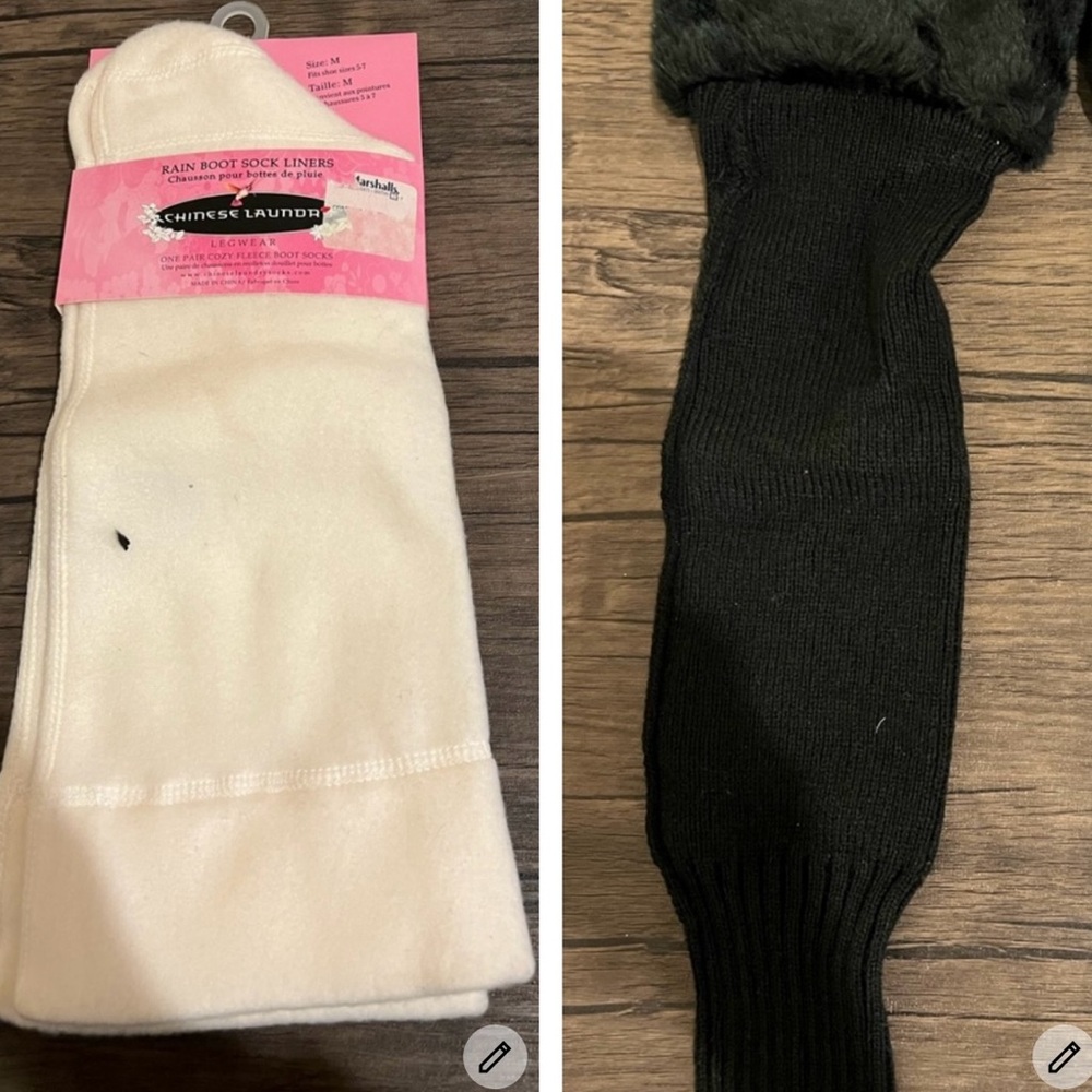 2 pair - Black and White Boot Warmers - never woren. 1 still has tags